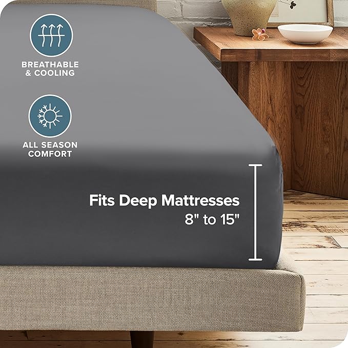 Bare Home 5-Pack Fitted Bottom Ultra-Soft Sheets King - Premium 1800 Ultra-Soft Wrinkle Resistant Microfiber - Deep Pocket (King, Grey)