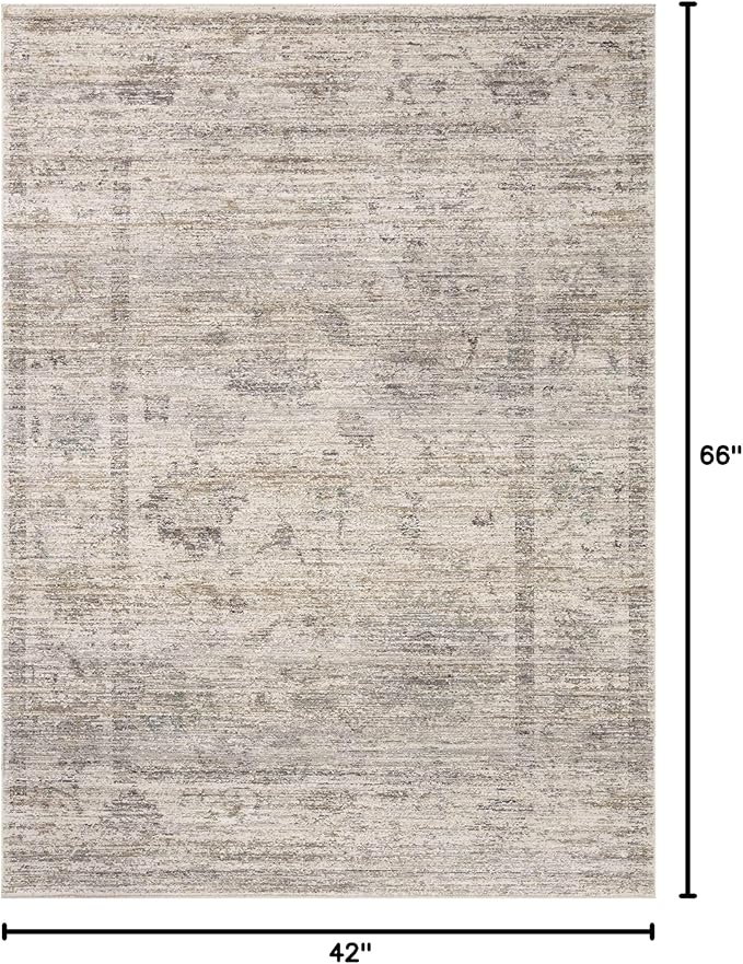 Loloi Magnolia Home by Joanna Gaines Millie Collection MIE-01 Silver/Dove 3'-6" x 5'-6", .25" Pile Height, Accent Rug