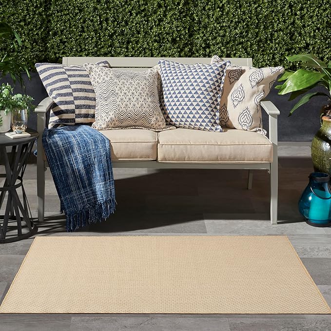 Nourison Home Courtyard Natural 2' x 3' Area Rug - Easy Clean, Non Shedding, Bed Room, Living Room, Dining Room, Kitchen (2' x 3')