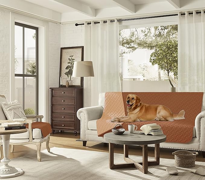 gogobunny 100% Double Sided Waterproof Dog Blanket Soft Pet Bed Cover Reversible Protect Furniture Couch Sofa Car for Puppy Cat Kids (Dark Pumpkin/Light Pumpkin, 52x82 Inch (Pack of 1))