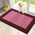 PURRUGS Dirt Trapping Door Mat 32" x 48", Non-Slip/Skid Machine Washable Entryway Rug, Shoes Scraper, Throw Rug, Super Absorbent Area Rug for Muddy Wet Shoes and Paws, Pink & Burgundy Red