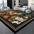 Floral Tropical Patchwork Area Rug 5x6ft, Vintage Black & Brown Country Carpet, Low Pile Non-Slip Mat for Cozy Bedroom, Dining Room, Farmhouse Decor