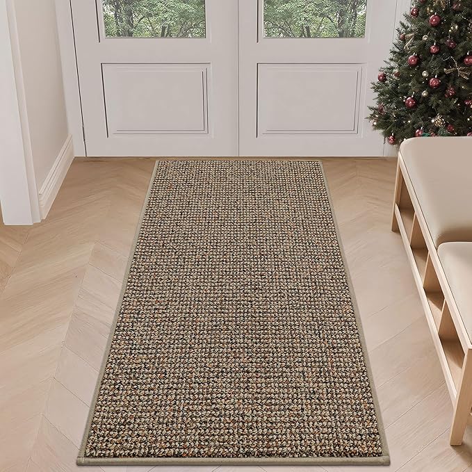 BEQHAUSE Dirt Trapper Door Mat 24" x 60", Non-Slip Washable Doormats Entrance Mat, Dirt Resistant and Absorbent Welcome Mat, Low Profile Floor Mats for Front Back Door and Entryway, Beige