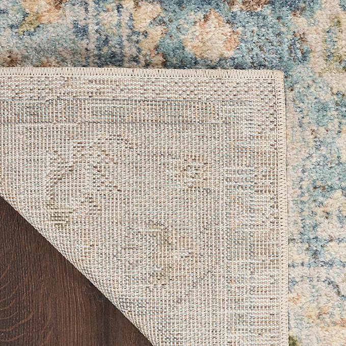 Nourison Home Astra Machine Washable Beige Blue 2'2" x 10' Area Rug - Easy Clean, Non Shedding, Bed Room, Living Room, Dining Room, Kitchen (10' Runner)