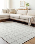 Mark&Day Wool Rugs, 2x8 Ishaq Cottage Off-White Runner Area Rug, White Silver Carpet for Hallway, Kitchen, Bedroom or Living Room (2'6" x 8' Runner)