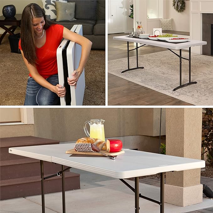 LIFETIME Commercial Fold-in-Half Table, 6-Foot, Almond