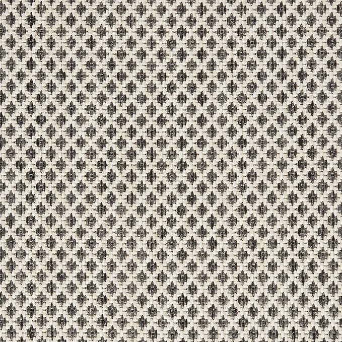 Nourison Home Courtyard Ivory Charcoal 5' x Round Area Rug - Easy Clean, Non Shedding, Bed Room, Living Room, Dining Room, Kitchen (5' x Round)