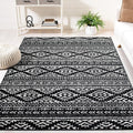 SAFAVIEH Tulum Collection Area Rug - 8' Square, Black & Ivory, Moroccan Boho Tribal Design, Non-Shedding & Easy to Clean, Ideal for Living Room, Bedroom, Dining Space (TUL272Z)
