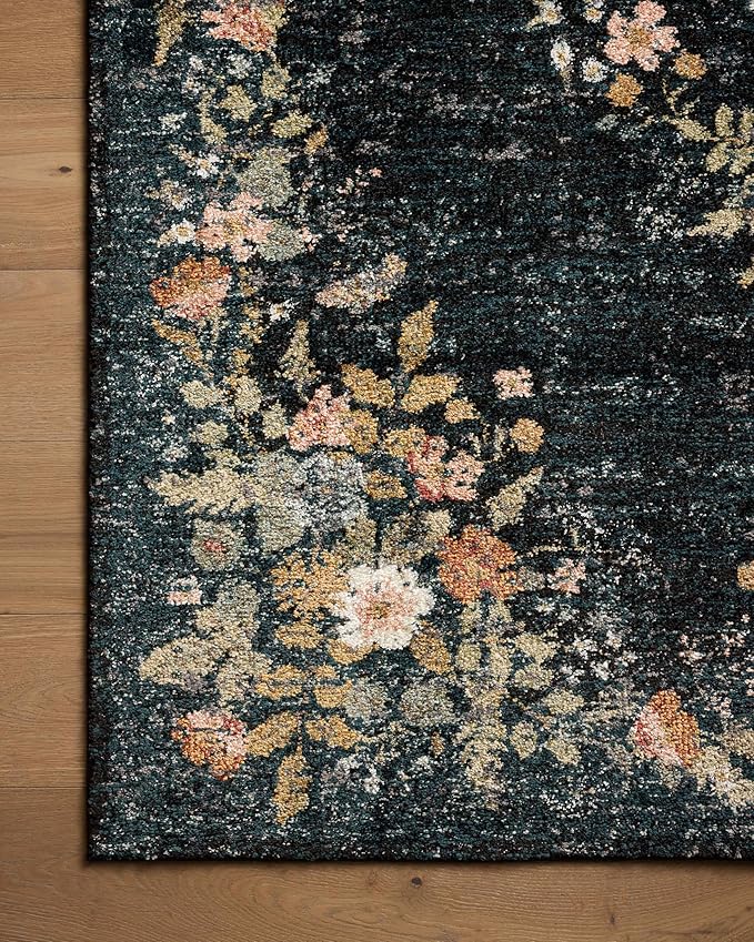 Loloi Rifle Paper Co. Laurel Collection LAU-01 Dark Navy 2'-8" x 8' Runner Rug