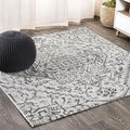 JONATHAN Y Boho Medallion Indoor Outdoor Square Area Rug 5X5 Black/Gray, Estrella Textured Weave for Backyard, Patio, Porch, Easy-Cleaning, High Traffic, Pet-Friendly, Non-Shedding (SMB105D-5SQ)
