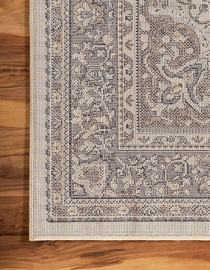 Unique Loom Reza Collection Traditional Persian Style Area Rug, 6 x 9 ft, Ivory/Brown