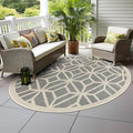 Rugshop Blue Contemporary Geometric Indoor/Outdoor Area Rug — Hose Washable for Living Room, Dining Room and Playroom, 8' Round