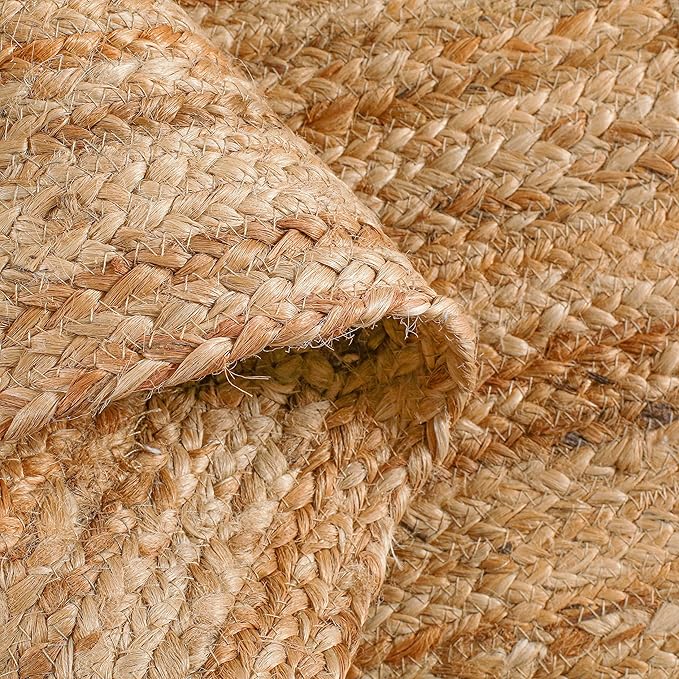 Hausattire Hand Woven Jute Braided Rug, 2'x3' – Natural, Reversible Boho Entry Area Rugs for Kitchen, Living Room I Farmhouse Indoor Outdoor Decorative Floor Rug, 24x36 Inches