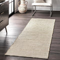 nuLOOM 2'6" x 6' Elfriede Jute & Cotton Hand Woven Area Rug, Natural, Solid Rustic Farmhouse Style, Weaved Design, Natural Fiber, For Bedroom, Living Room, Dining Room, Hallway, Office, Entryway