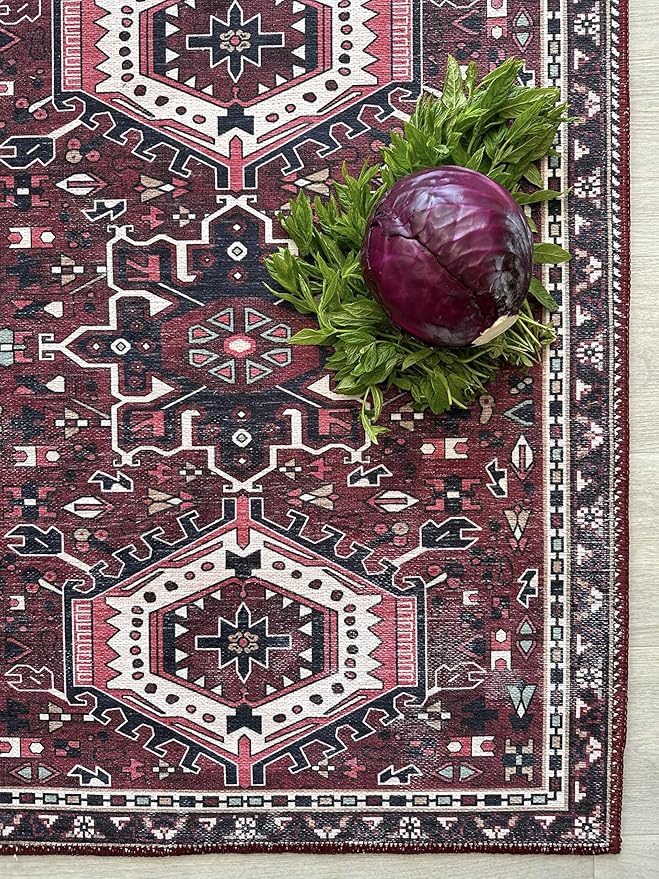 Fame Living Washable Area Rug. Modern Farmhouse. Vintage. Turkish. Bohemian. Distressed. Oriental. Traditional. Rugs for Living Room. Dining. Bedroom. Office. Entryway. Foyer. (851RR, 2'5" x 6'5")