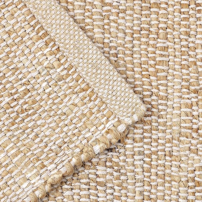 REDEARTH · Jute Cotton Area Rug - 2'x3' Rectangular Rug, Sustainable Handwoven, Non-Shedding, Soft & Durable – Reversible, Neutral Tones for Home Décor in Living Room, Dining Room, Bedroom, Set of 2