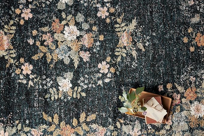 Loloi Rifle Paper Co. Laurel Collection LAU-01 Dark Navy 9'-2" x 12'-2" Area Rug