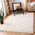 SAFAVIEH Marrakech Collection Area Rug - 6'7" Square, Beige, Moroccan Boho Tribal Tassel Design, Non-Shedding & Easy Care, Ideal for High Traffic Areas in Living Room, Bedroom (MRK517C)