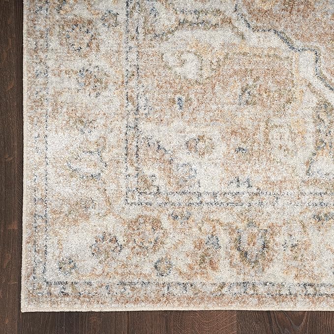Nourison Home Astra Machine Washable Beige 6'7" x 9' Area Rug - Easy Clean, Non Shedding, Bed Room, Living Room, Dining Room, Kitchen (7' x 9')