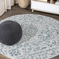 JONATHAN Y Boho Medallion Indoor Outdoor Round Area Rug 5 Ft Teal/Gray, Estrella Textured Weave for Backyard, Patio, Porch, Easy-Cleaning, High Traffic, Pet-Friendly, Non-Shedding (SMB105C-5R)