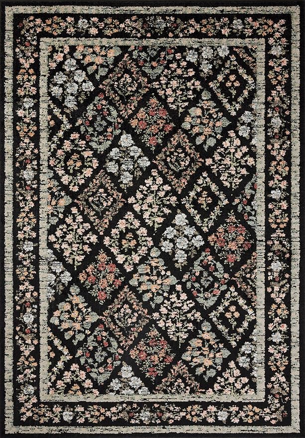 Loloi Rifle Paper Co. Laurel Collection LAU-04 Black/Multi 2'-8" x 10' Runner Rug