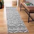 SAFAVIEH Tulum Collection Runner Rug - 2' x 8', Ivory & Black, Moroccan Boho Tribal Design, Non-Shedding & Easy to Clean, Ideal for Living Room, Hallway, Foyer, Entryway, Bedroom (TUL272B)