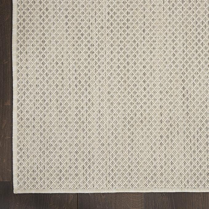 Nourison Home Courtyard Ivory Silver 2'2" x 12' Area Rug - Easy Clean, Non Shedding, Bed Room, Living Room, Dining Room, Kitchen (12' Runner)
