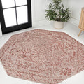 JONATHAN Y Boho Medallion Indoor Outdoor Octagon Area Rug 8 Ft Red/Taupe, Estrella Textured Weave for Backyard, Patio, Porch, Easy-Cleaning, High Traffic, Pet-Friendly, Non-Shedding (SMB105A-8TGN)