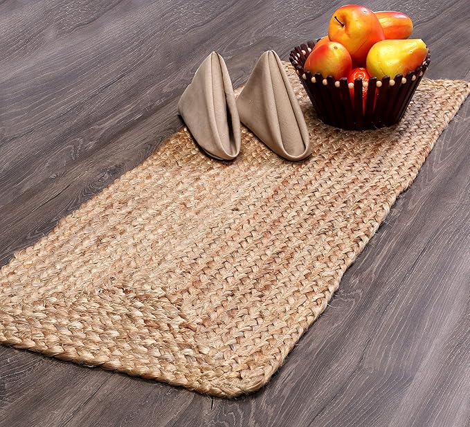 Savi Home Farmhouse Jute Burlap Table Runner 36 Inches Long, Organic Eco-Friendly Rustic Vintage Dining Table Runner, 13x36 Natural Jute Braided Table Runner