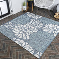 JONATHAN Y Floral Textured Weave Indoor Outdoor Square Area Rug 5X5 Navy/Aqua, Zinnia Modern for Backyard, Patio, Porch, Easy-Cleaning, High Traffic, Pet-Friendly, Non-Shedding (SMB110C-5SQ)