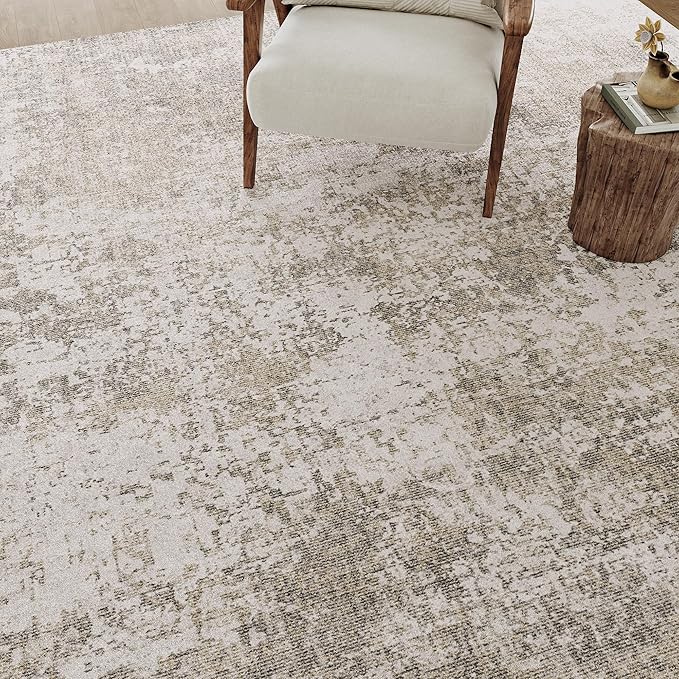 Modern Abstract Beige Gray Area Rug 2x8 Hallway Runner Machine Washable Carpet Bathroom Kitchen Indoor Accent Throw Low Pile Non Slip Distressed Laundry Living Dining Room Bedroom Office