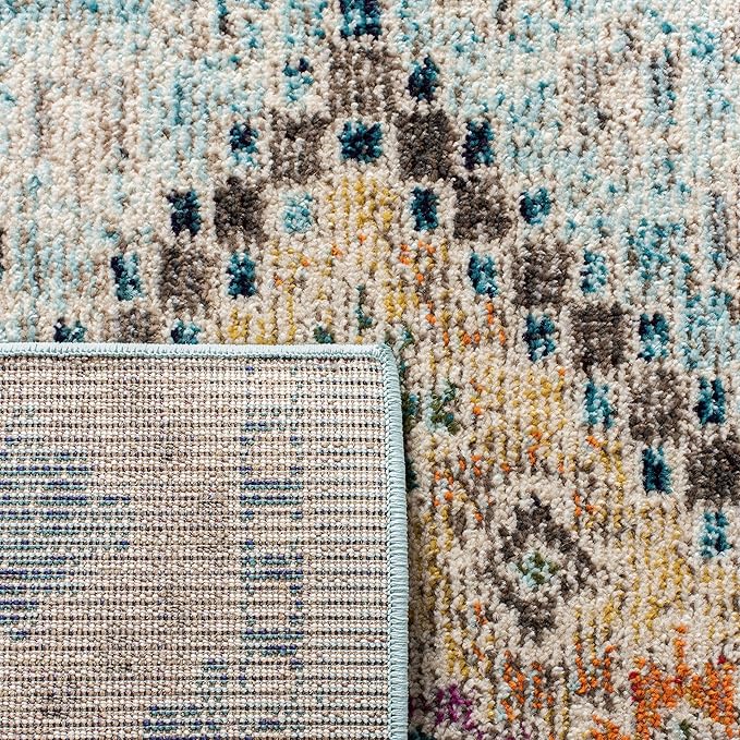 SAFAVIEH Madison Collection Accent Rug - 2'2" x 4', Blue & Yellow, Boho Diamond Distressed Design, Non-Shedding & Easy Care, Ideal for High Traffic Areas in Entryway, Living Room, Bedroom (MAD418K)
