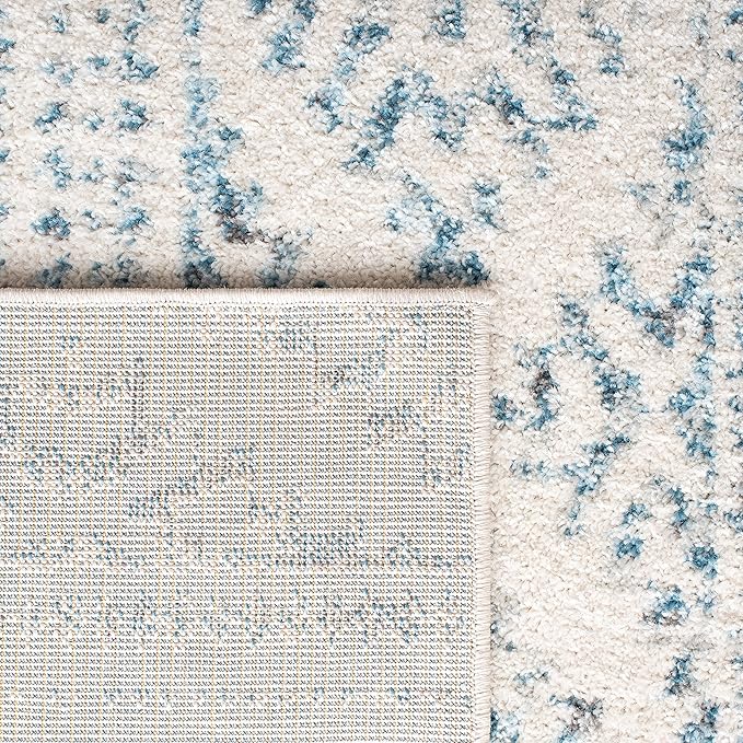 SAFAVIEH Tulum Collection Accent Rug - 2' x 5', Ivory & Turquoise, Moroccan Boho Tribal Design, Non-Shedding & Easy to Clean, Ideal for Front Door, Kitchen, Entryway, Foyer (TUL272E)