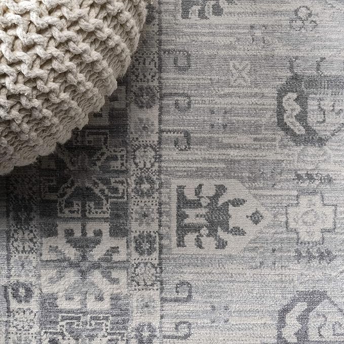 JONATHAN Y Modern Vintage Medallion Light Grey Runner Rug, 2x10, Country, Floral, Easy-Cleaning for Living Room, Bedroom, Kitchen, Pet Friendly, Non-Shedding (MDP108B-210)