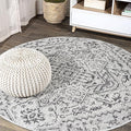 JONATHAN Y Boho Medallion Indoor Outdoor Round Area Rug 6 Ft Black/Gray, Estrella Textured Weave for Backyard, Patio, Porch, Easy-Cleaning, High Traffic, Pet-Friendly, Non-Shedding (SMB105D-6R)