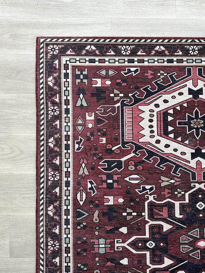 Fame Living Washable Area Rug. Modern Farmhouse. Vintage. Turkish. Bohemian. Distressed. Oriental. Traditional. Rugs for Living Room. Dining. Bedroom. Office. Entryway. Foyer. (851RR, 5' x 6'9")