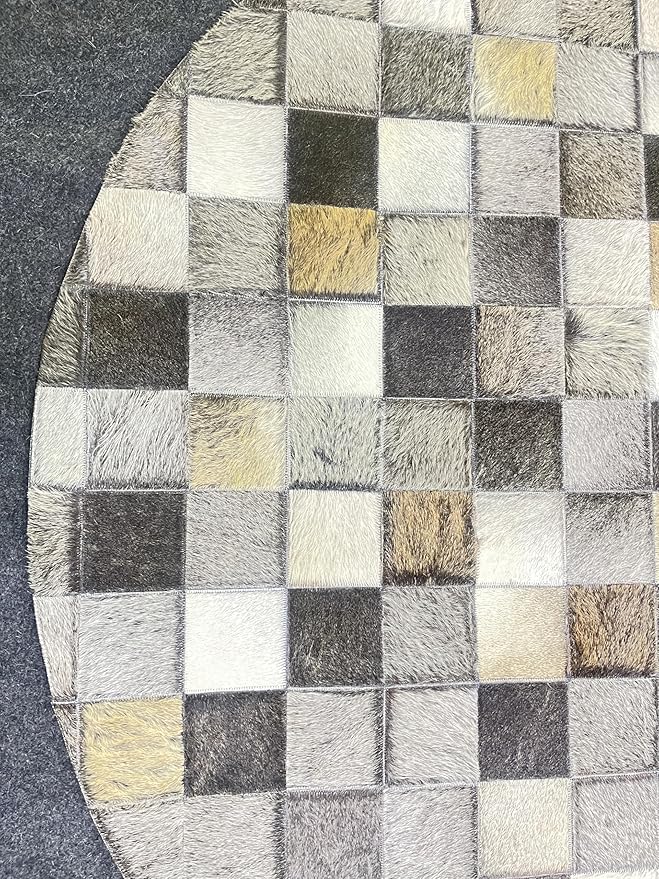 Round Area Rug – Soft Modern Carpet for Living Room, Bedroom, Entryway – Non-Slip Durable Floor Mat for Home Décor (Grey_5X5)