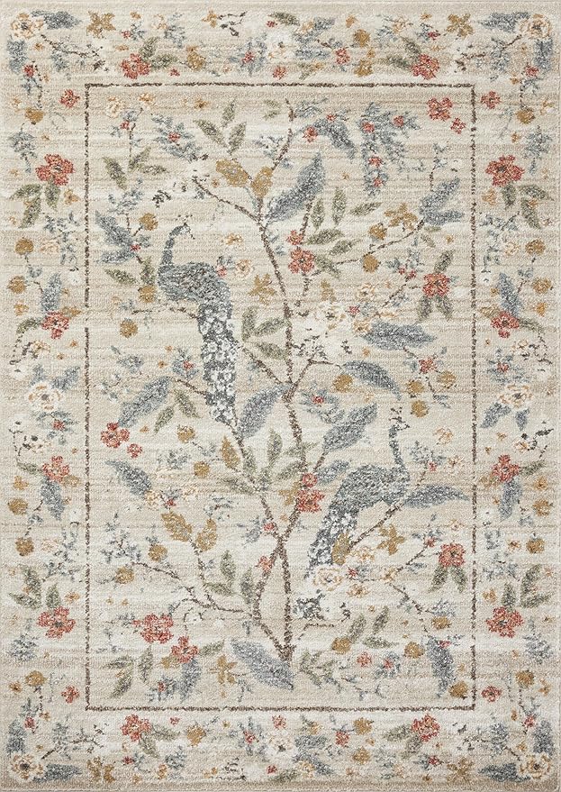 Loloi Rifle Paper Co. Laurel Collection LAU-05 Ivory 2'-8" x 8' Runner Rug