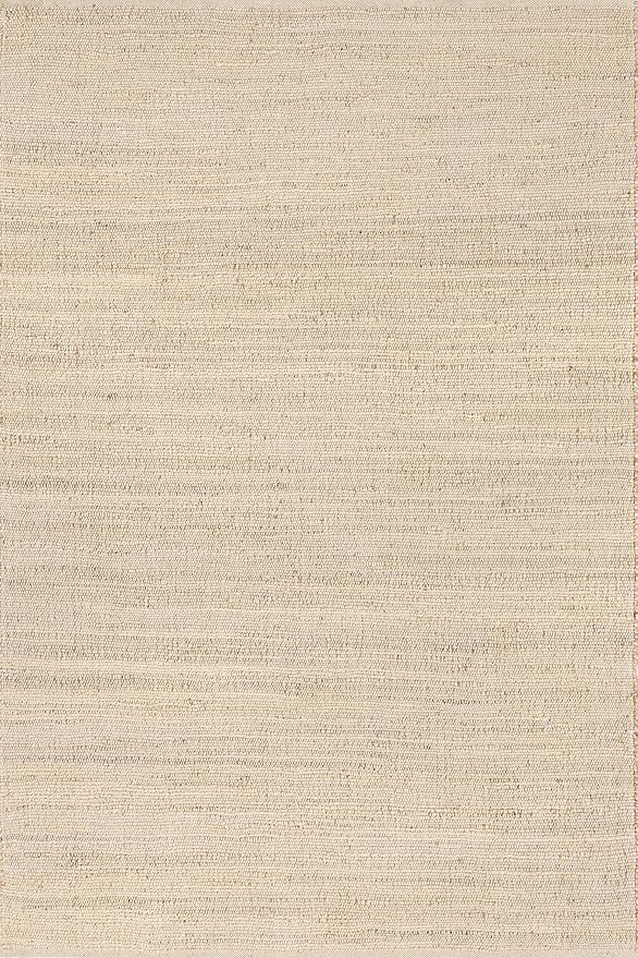 nuLOOM 6x9 Elfriede Jute & Cotton Hand Woven Area Rug, Natural, Solid Rustic Farmhouse Style, Weaved Design, Natural Fiber, For Bedroom, Living Room, Dining Room, Hallway, Office, Entryway