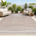 JONATHAN Y Offset Stripe Indoor Outdoor Area Rug 8X10 Beige/Brown, Sukie Modern for Backyard, Patio, Porch, Easy-Cleaning, High Traffic, Pet-Friendly, Non-Shedding (SMB133A-8)