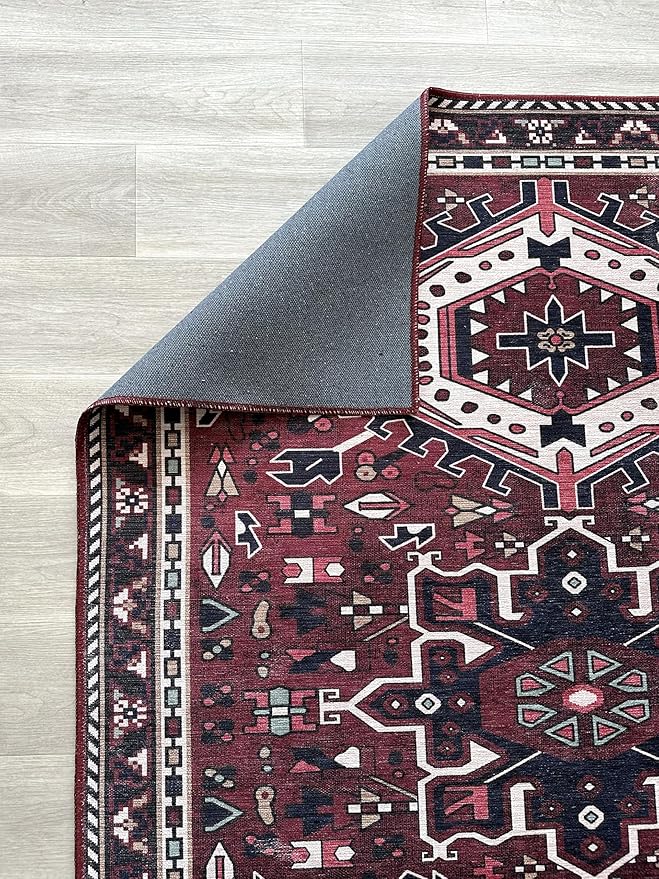 Fame Living Washable Area Rug. Modern Farmhouse. Vintage. Turkish. Bohemian. Distressed. Oriental. Traditional. Rugs for Living Room. Dining. Bedroom. Office. Entryway. Foyer. (851RR, 5' x 6'9")