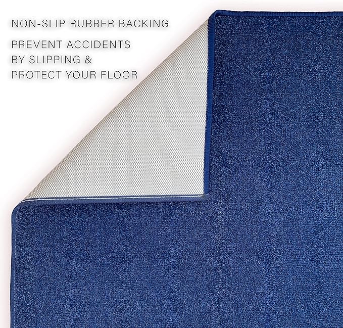 Custom Made Runner Rug Low Pile with Rubber Backing for Kitchen Foyer Hallway Entry Choose Your Length Size 26 Inch Wide Solid and Plain Dark Blue Color (40 feet x 26 inch)