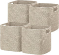 UBBCARE Set of 4 Storage Basket-12 X 12 X 12 in, Cotton Rope Basket for Shelves, Toys, Book, Cube Storage Bins with Handles, Woven Storage Baskets for Organizing, Mix-Brown
