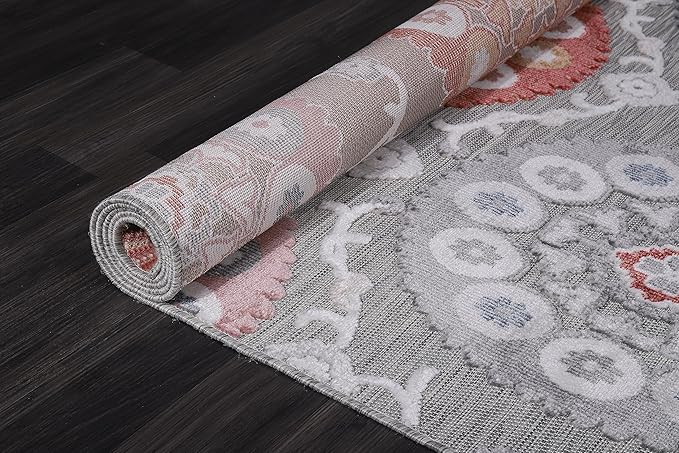CAMILSON Indoor Outdoor Rug 10x14 Bohemian Medallion Floral Area Rugs for Indoor and Outdoor Patios Easy-Cleaning Non-Shedding Living Room Garden and Kitchen Washable Outside Carpet (10x14-Multicolor)