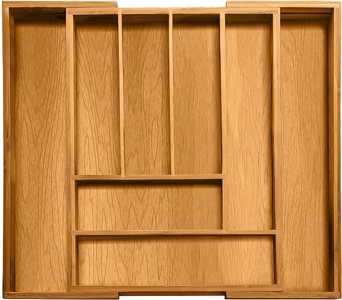 Bellemain Bamboo Kitchen Drawer Organizer, Expandable 8-Slot Tray
