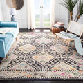 SAFAVIEH Madison Collection Area Rug - 9' Square, Black & Yellow, Boho Diamond Distressed Design, Non-Shedding & Easy Care, Ideal for High Traffic Areas in Living Room, Bedroom (MAD418Z)
