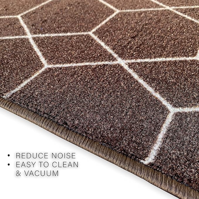 Custom Made Runner Rug for Kitchen Foyer Hallway Entry Choose Your Length Size 26 Inch Wide Geometric Lattice Design Brown Color (2 feet x 26 inch)