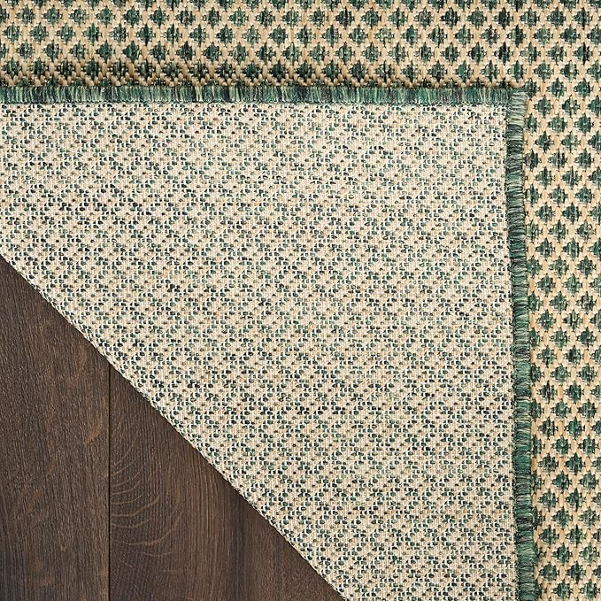 Nourison Home Courtyard Green 8' x 10' Area Rug - Easy Clean, Non Shedding, Bed Room, Living Room, Dining Room, Kitchen (8' x 10')