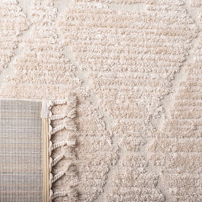 SAFAVIEH Marrakech Collection Area Rug - 10' x 14', Beige, Moroccan Boho Tribal Tassel Design, Non-Shedding & Easy Care, Ideal for High Traffic Areas in Living Room, Bedroom (MRK517C)