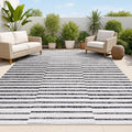 JONATHAN Y Offset Stripe Indoor Outdoor Area Rug 4X6 Ivory/Black, Sukie Modern for Backyard, Patio, Porch, Easy-Cleaning, High Traffic, Pet-Friendly, Non-Shedding (SMB133E-4)